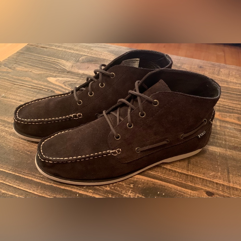 Men’s 10 1/2  Polo Ralph Lauren Dark Brown Suede Chukka Boot